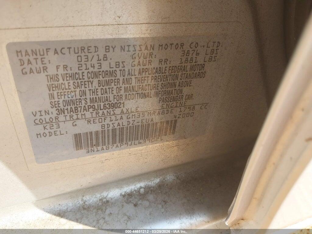 3N1AB7AP9JL639021 2018 NISSAN SENTRA photo no. 9