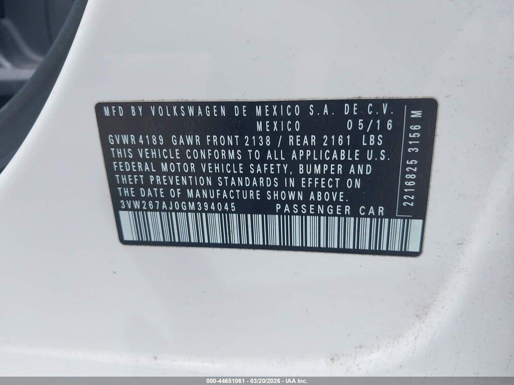 3VW267AJ0GM394045 2016 VOLKSWAGEN JETTA photo no. 9