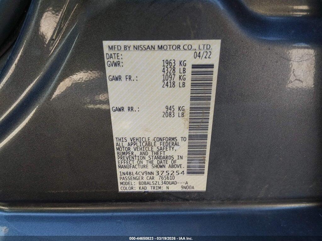 1N4BL4CV9NN375254 2022 NISSAN ALTIMA photo no. 9