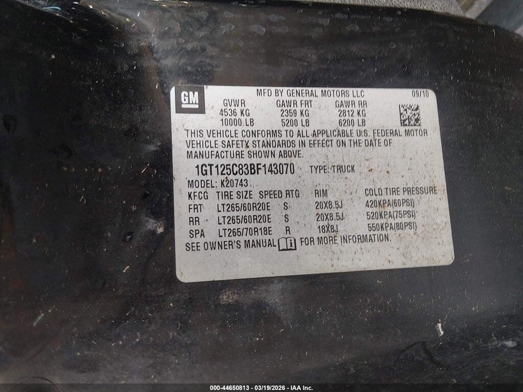 1GT125C83BF143070 2011 GMC SIERRA 2500HD photo no. 9