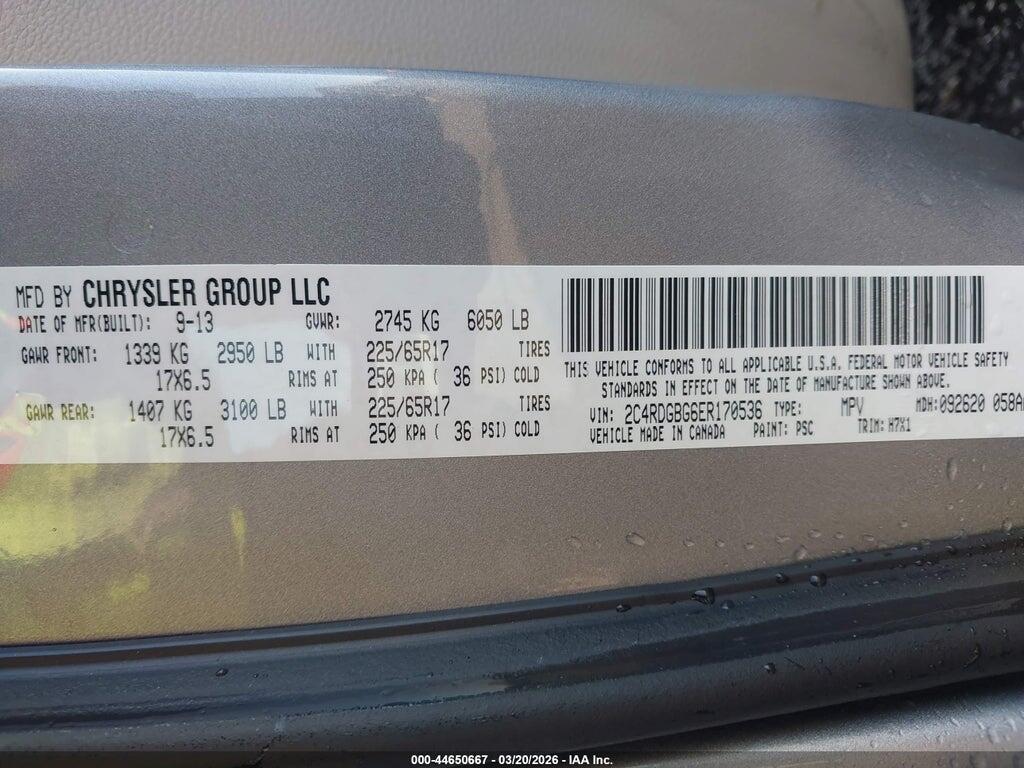 2C4RDGBG6ER170536 2014 DODGE GRAND CARAVAN photo no. 9