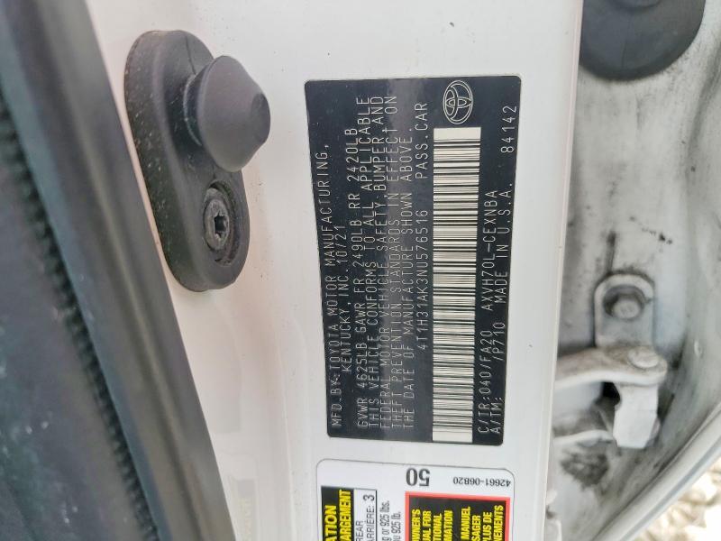 4T1H31AK3NU576516 2022 TOYOTA CAMRY photo no. 12