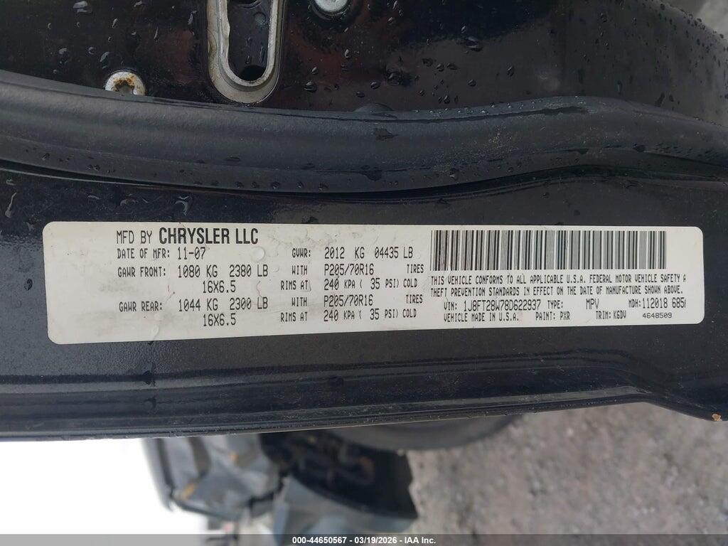 1J8FT28W78D622937 2008 JEEP PATRIOT photo no. 9