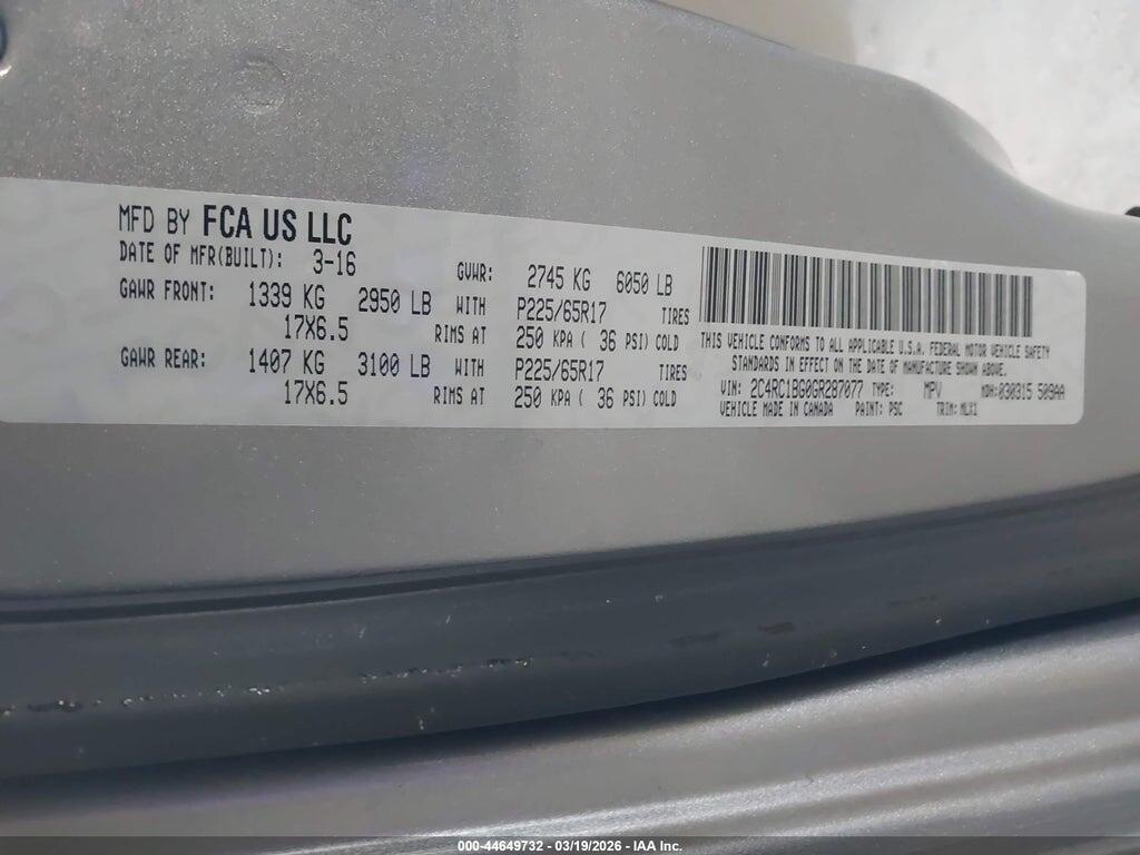 2C4RC1BG0GR287077 2016 CHRYSLER TOWN & COUNTRY photo no. 9