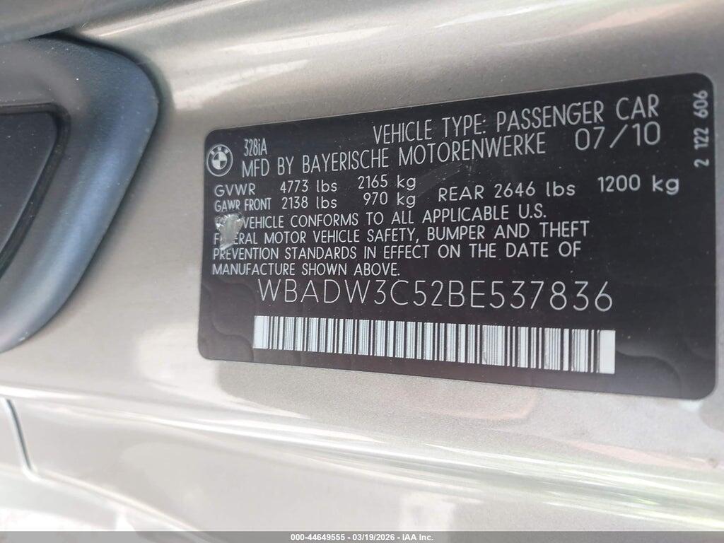 WBADW3C52BE537836 2011 BMW 328I photo no. 9