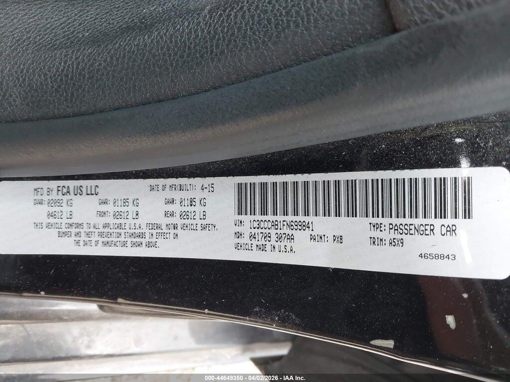 1C3CCCAB1FN699841 2015 CHRYSLER 200 photo no. 9