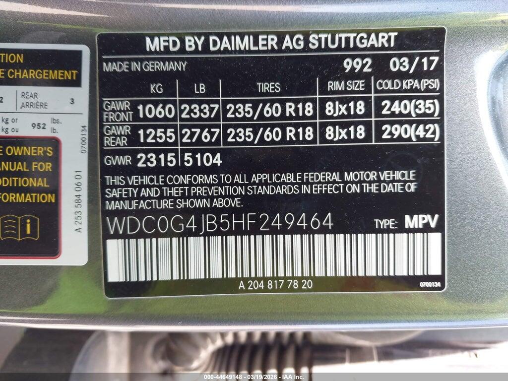 WDC0G4JB5HF249464 2017 MERCEDES-BENZ GLC 300 photo no. 9