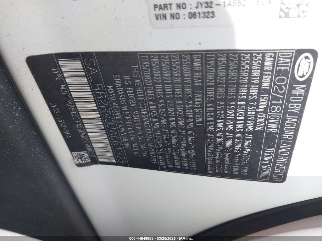 SALRR2RV3JA061323 2018 LAND ROVER DISCOVERY photo no. 9
