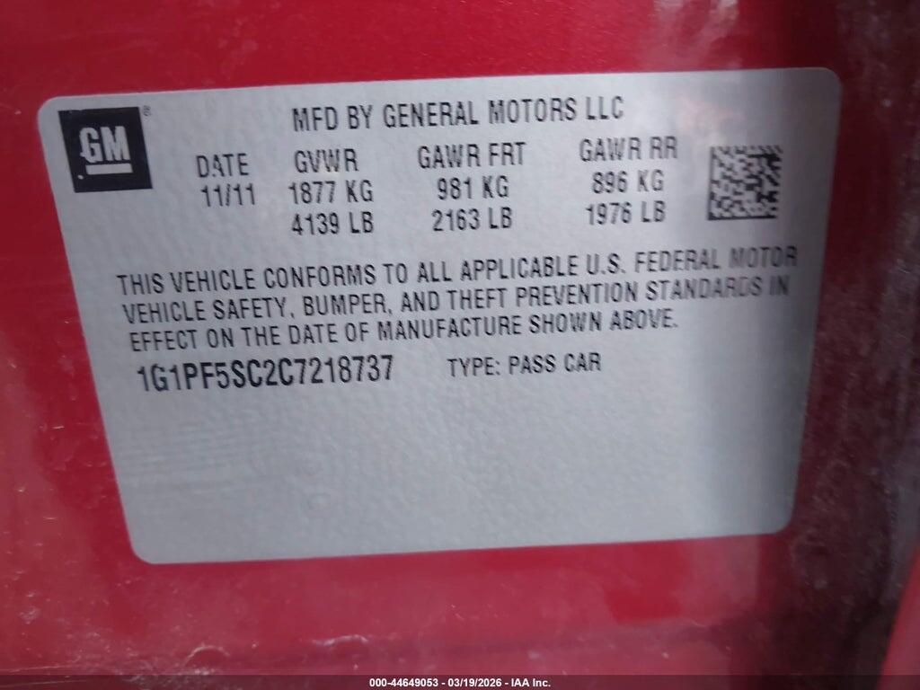 1G1PF5SC2C7218737 2012 CHEVROLET CRUZE photo no. 9