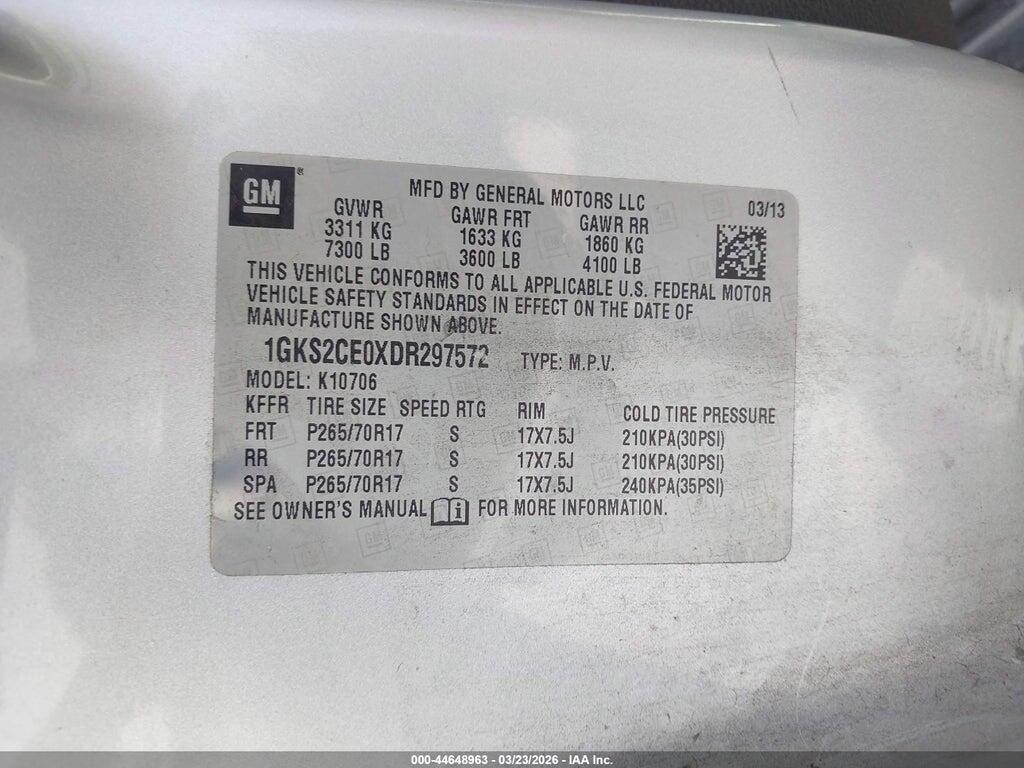1GKS2CE0XDR297572 2013 GMC YUKON photo no. 9