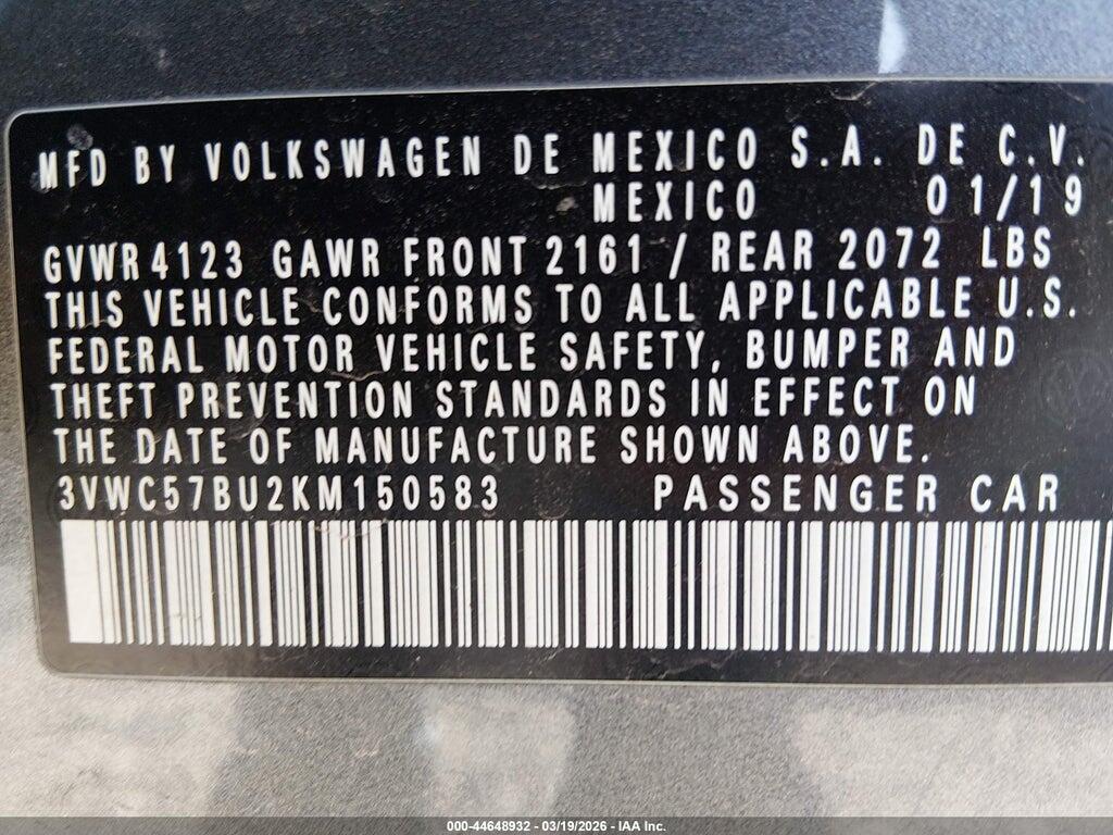 3VWC57BU2KM150583 2019 VOLKSWAGEN JETTA photo no. 9