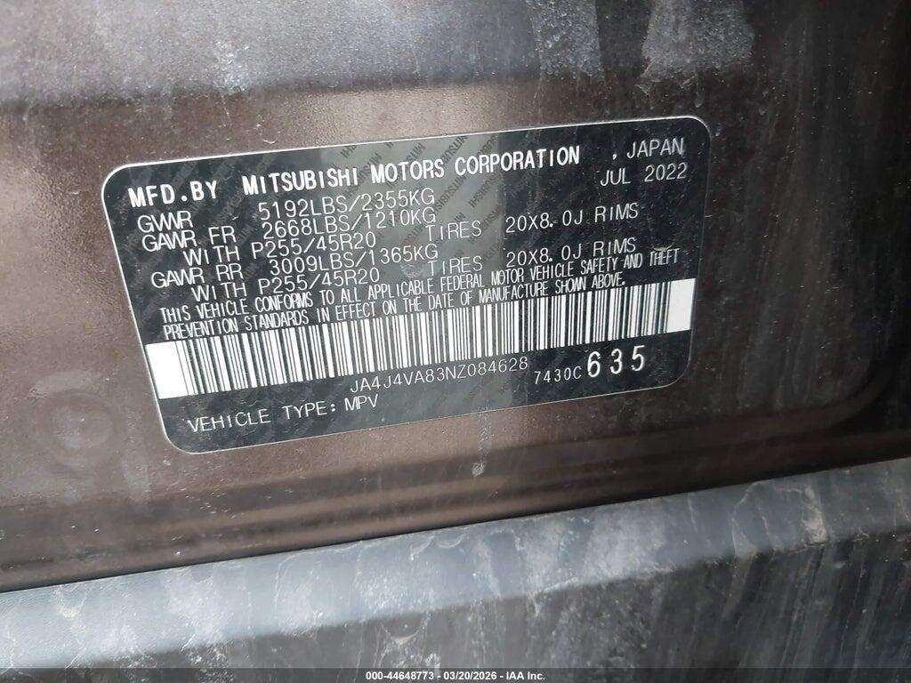 JA4J4VA83NZ084628 2022 MITSUBISHI OUTLANDER photo no. 9
