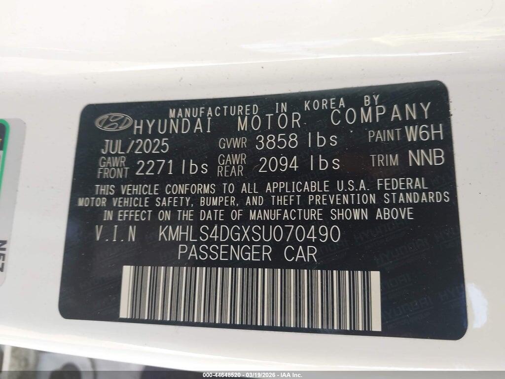 KMHLS4DGXSU070490 2025 HYUNDAI ELANTRA photo no. 9