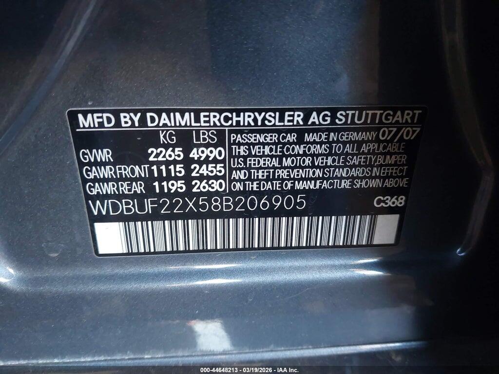 WDBUF22X58B206905 2008 MERCEDES-BENZ E 320 BLUETEC photo no. 9