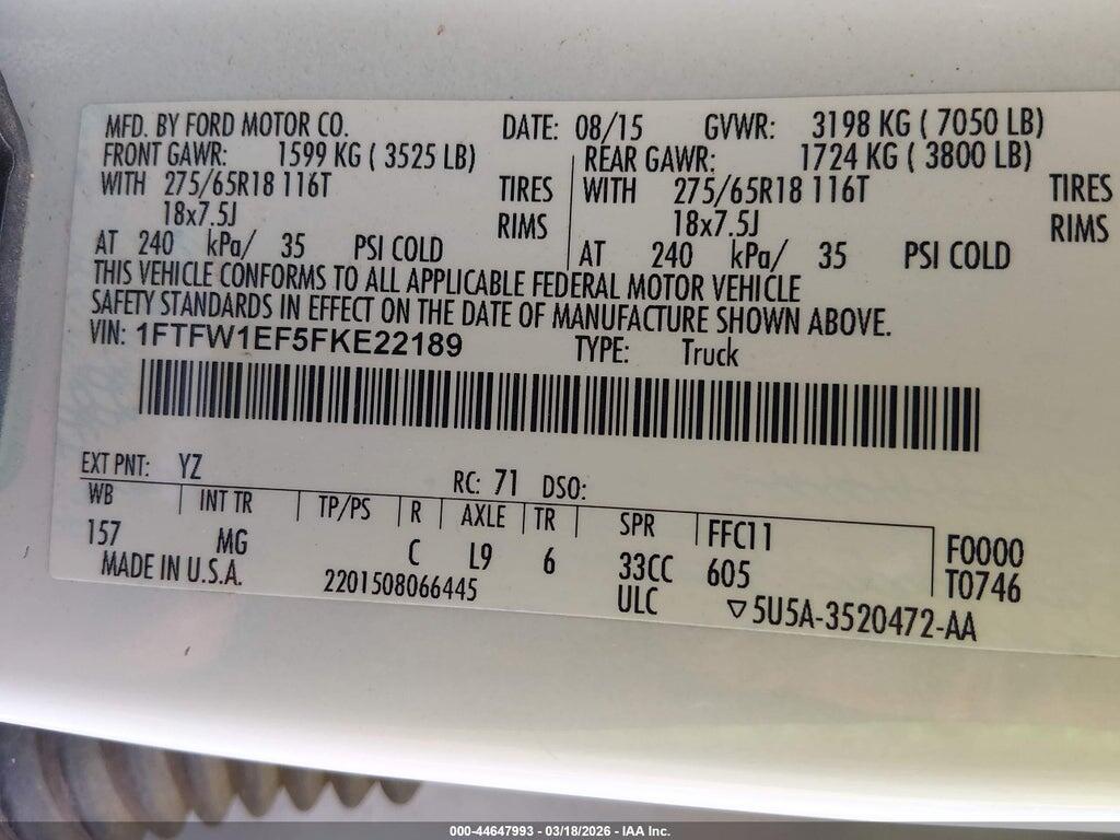 1FTFW1EF5FKE22189 2015 FORD F-150 photo no. 9
