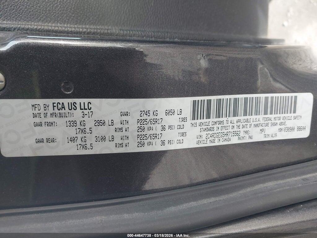 2C4RDGEG5HR715562 2017 DODGE GRAND CARAVAN photo no. 9
