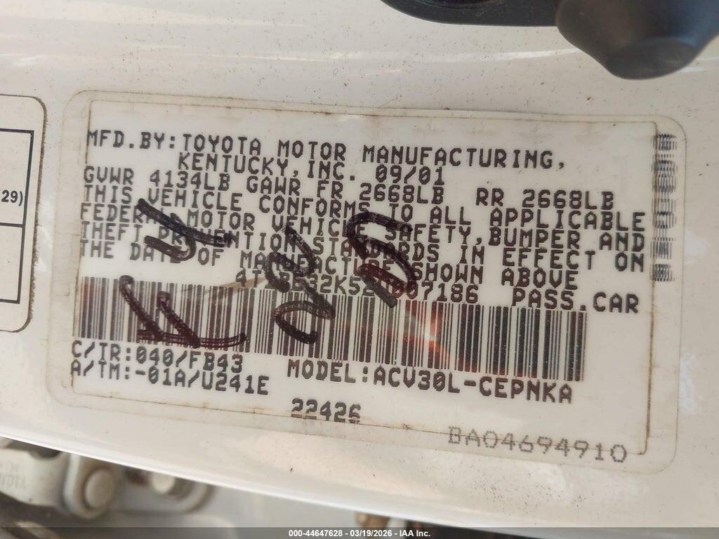 4T1BE32K52U007186 2002 TOYOTA CAMRY photo no. 9