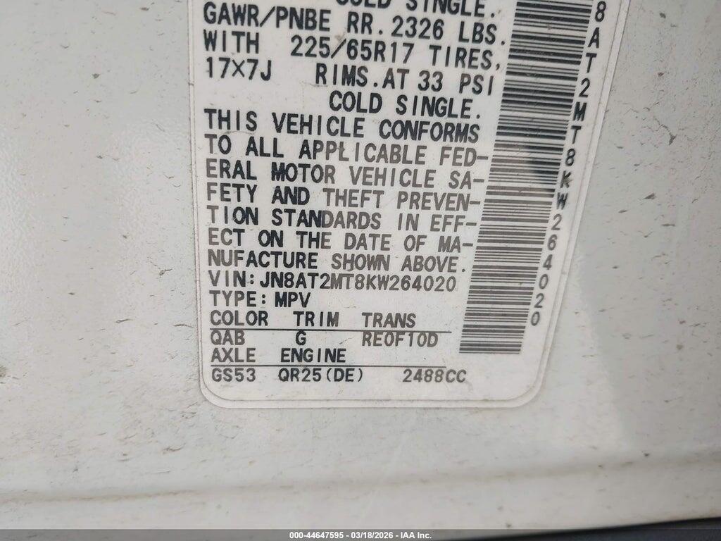 JN8AT2MT8KW264020 2019 NISSAN ROGUE photo no. 9