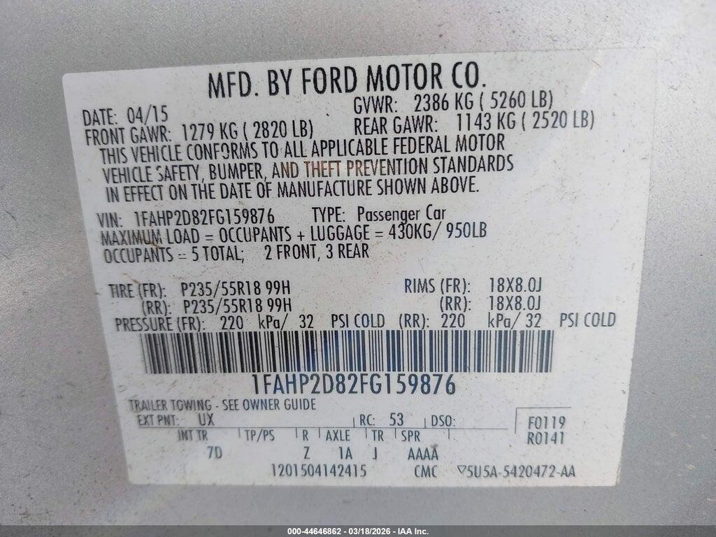 1FAHP2D82FG159876 2015 FORD TAURUS photo no. 9