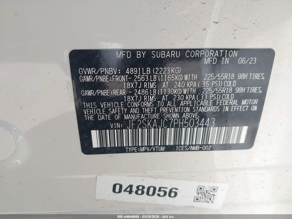 JF2SKAJC7PH503443 2023 SUBARU FORESTER photo no. 9