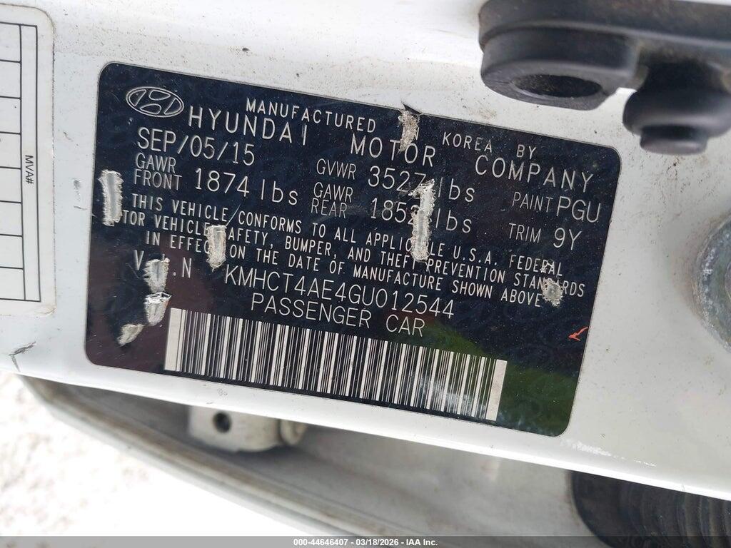 KMHCT4AE4GU012544 2016 HYUNDAI ACCENT photo no. 9