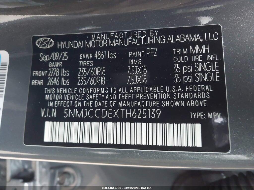 5NMJCCDEXTH625139 2026 HYUNDAI TUCSON photo no. 9