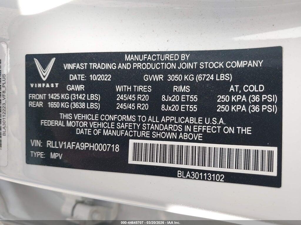 RLLV1AFA9PH000718 2023 VINFAST VF 8 photo no. 9