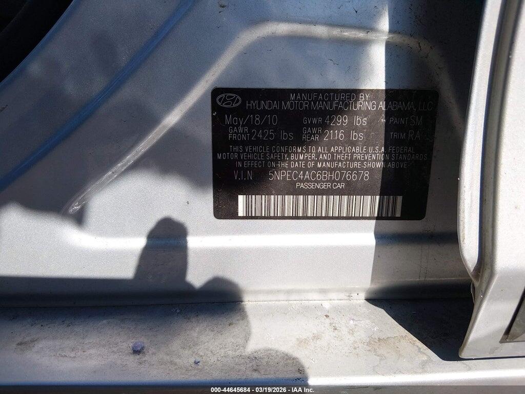 5NPEC4AC6BH076678 2011 HYUNDAI SONATA photo no. 9