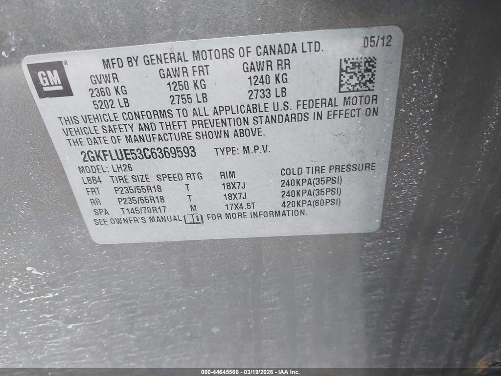 2GKFLUE53C6369593 2012 GMC TERRAIN photo no. 9