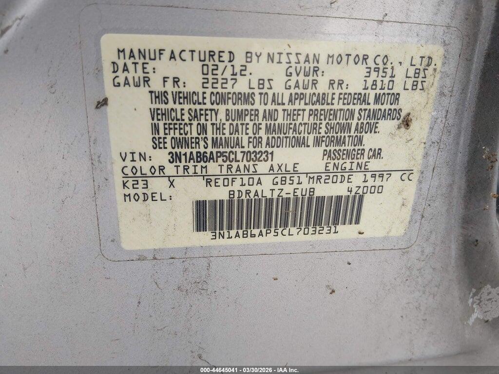 3N1AB6AP5CL703231 2012 NISSAN SENTRA photo no. 9