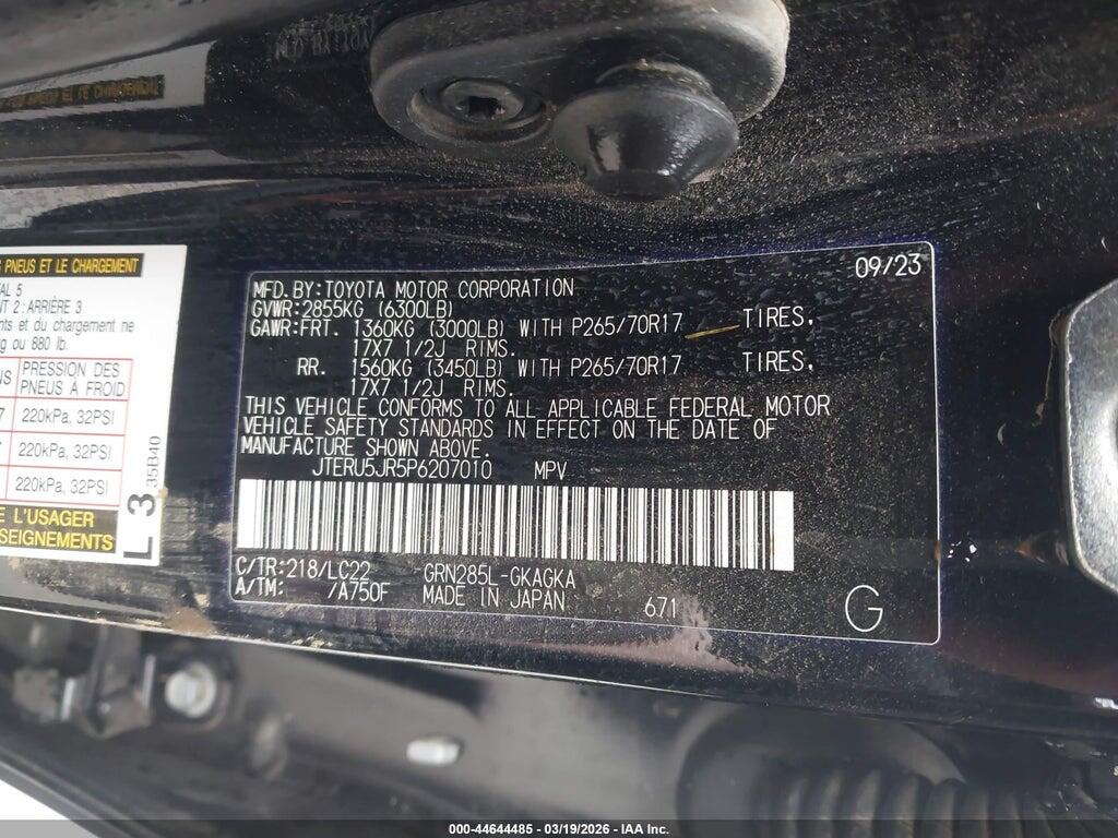 JTERU5JR5P6207010 2023 TOYOTA 4RUNNER photo no. 9