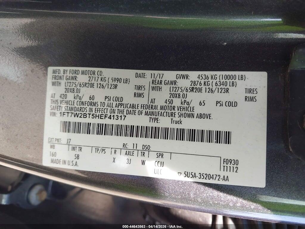 1FT7W2BT5HEF41317 2017 FORD F-250 photo no. 9