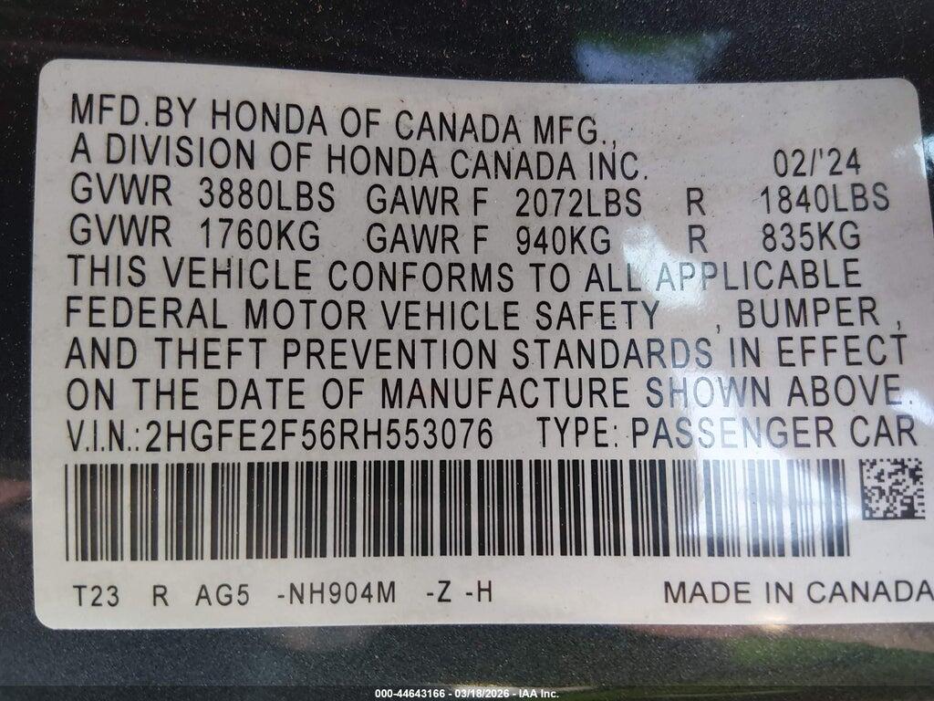 2HGFE2F56RH553076 2024 HONDA CIVIC photo no. 9