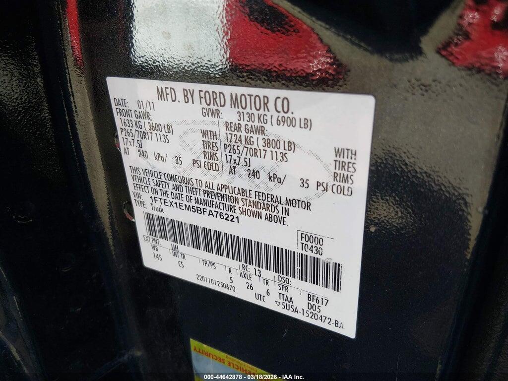 1FTEX1EM5BFA76221 2011 FORD F-150 photo no. 9