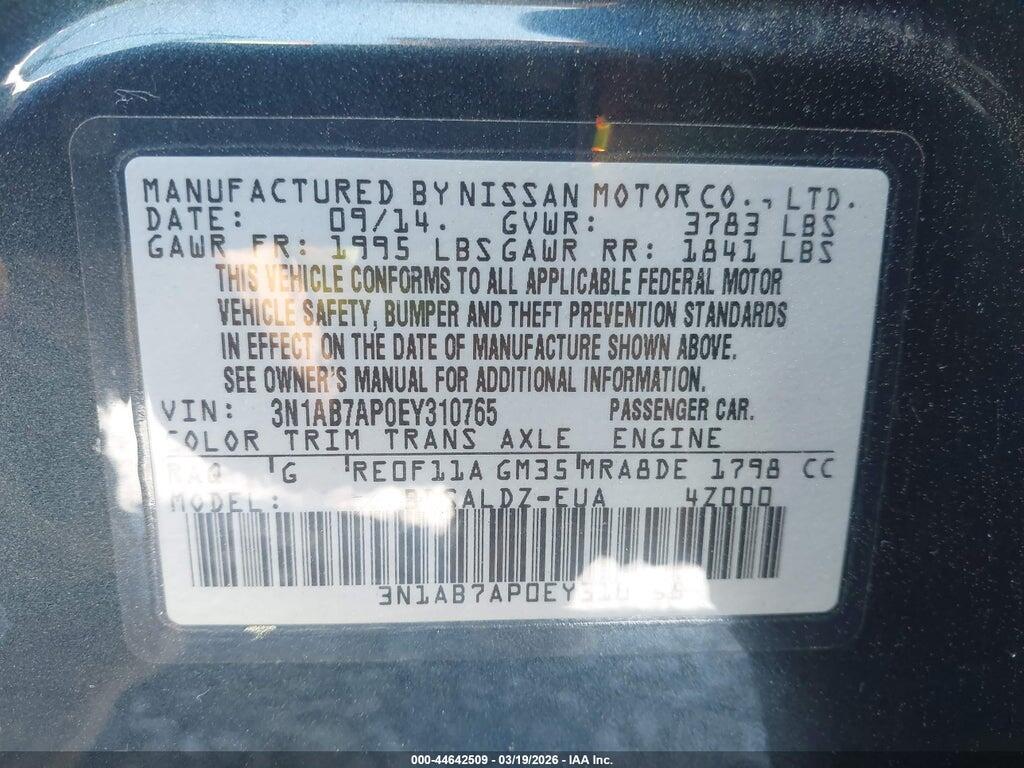 3N1AB7AP0EY310765 2014 NISSAN SENTRA photo no. 9