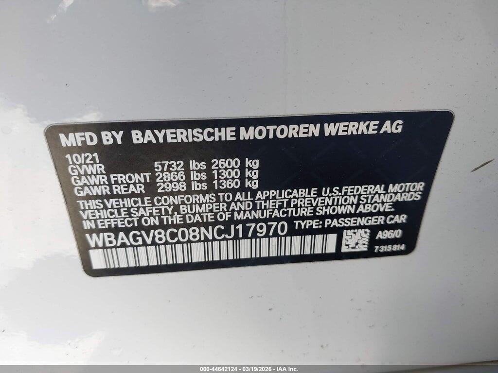 WBAGV8C08NCJ17970 2022 BMW M850I GTAN COUPE photo no. 9