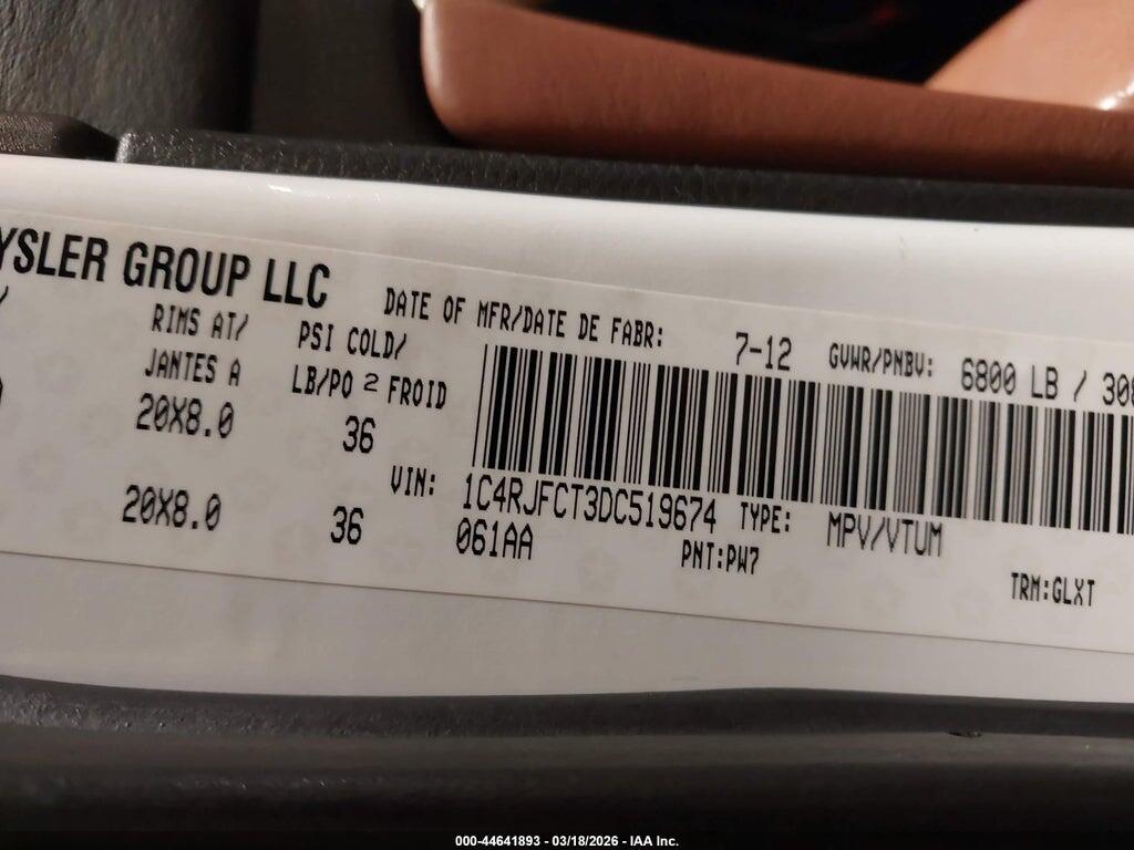 1C4RJFCT3DC519674 2013 JEEP GRAND CHEROKEE photo no. 9
