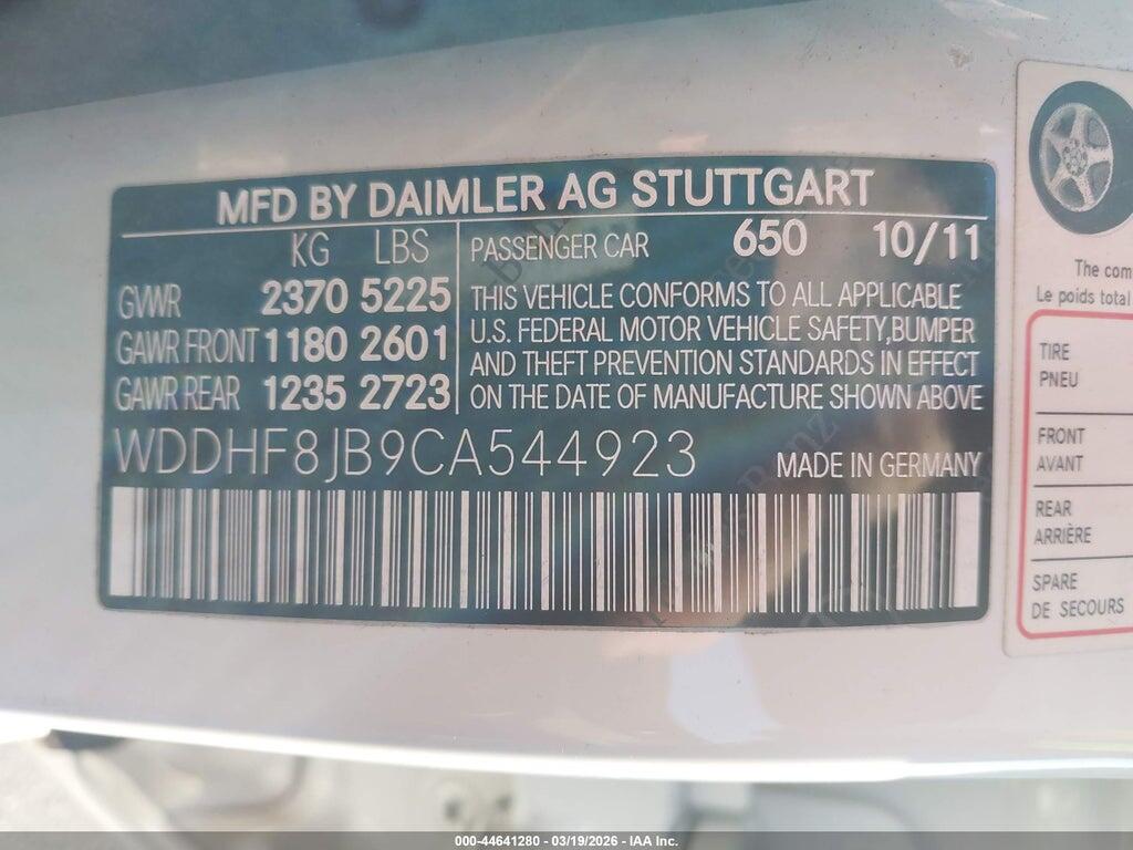 WDDHF8JB9CA544923 2012 MERCEDES-BENZ E 350 photo no. 9