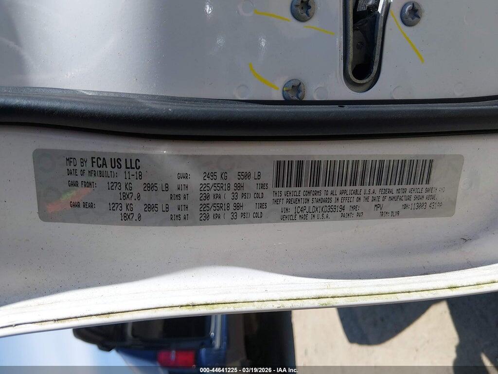 1C4PJLDX1KD359194 2019 JEEP CHEROKEE photo no. 9
