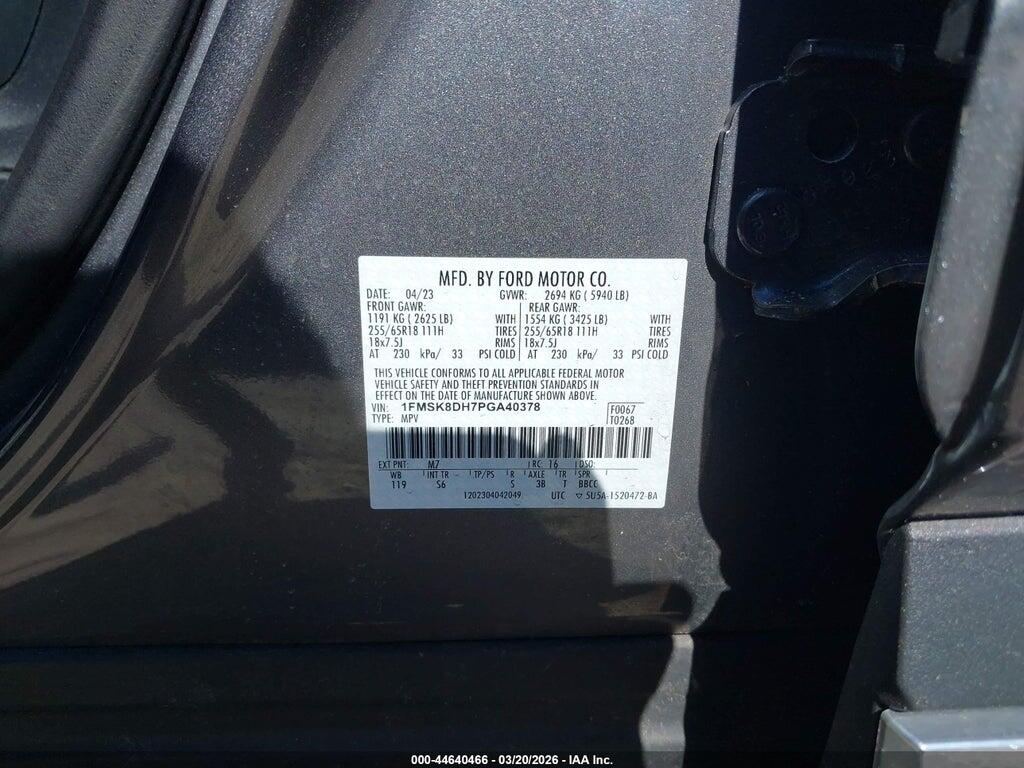 1FMSK8DH7PGA40378 2023 FORD EXPLORER photo no. 9