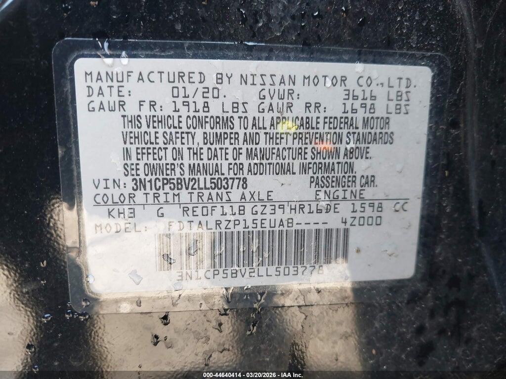 3N1CP5BV2LL503778 2020 NISSAN KICKS photo no. 9