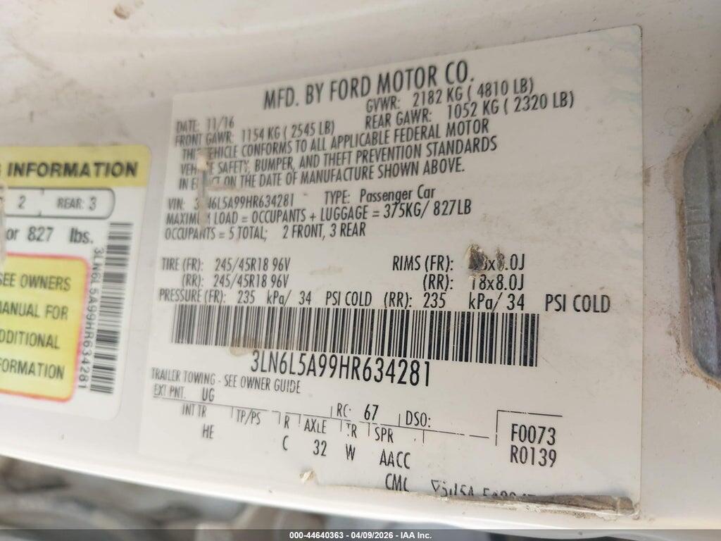 3LN6L5A99HR634281 2017 LINCOLN MKZ photo no. 9