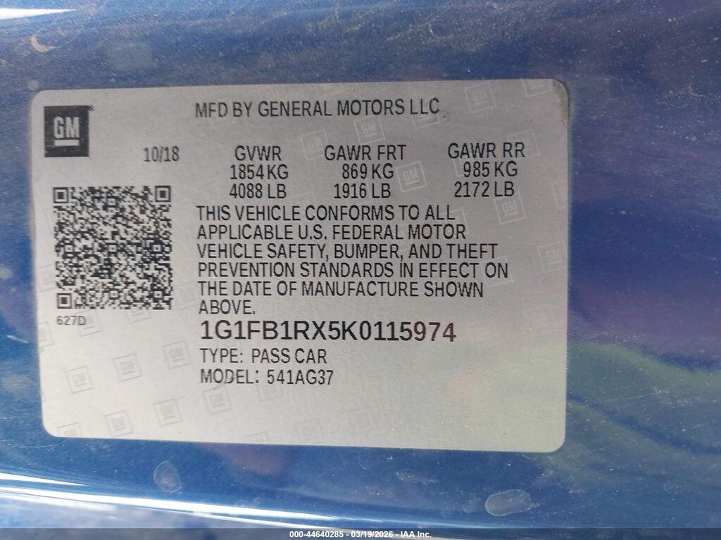 1G1FB1RX5K0115974 2019 CHEVROLET CAMARO photo no. 9