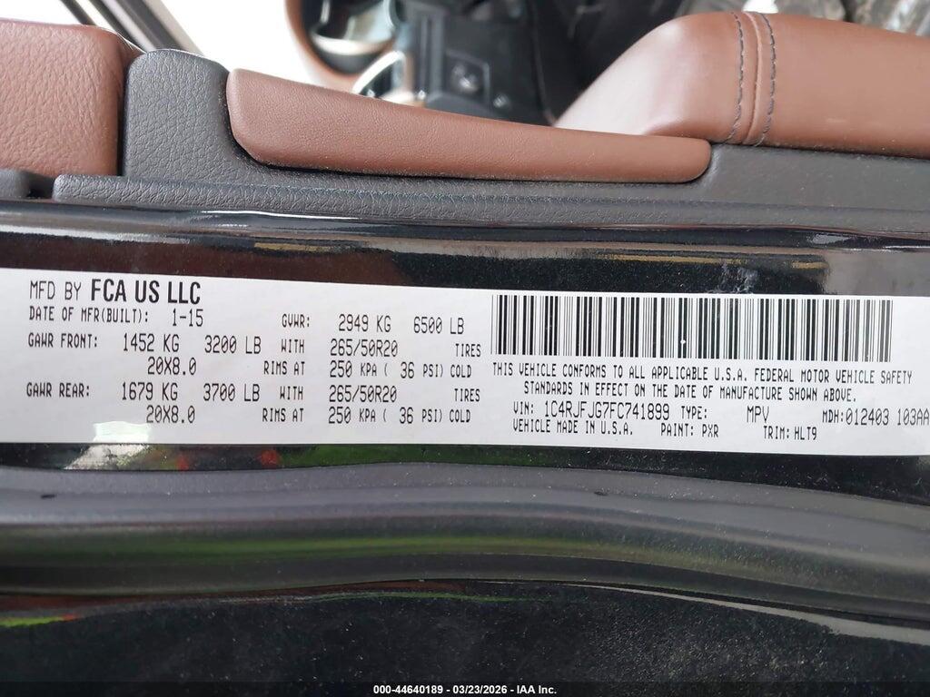 1C4RJFJG7FC741899 2015 JEEP GRAND CHEROKEE photo no. 9