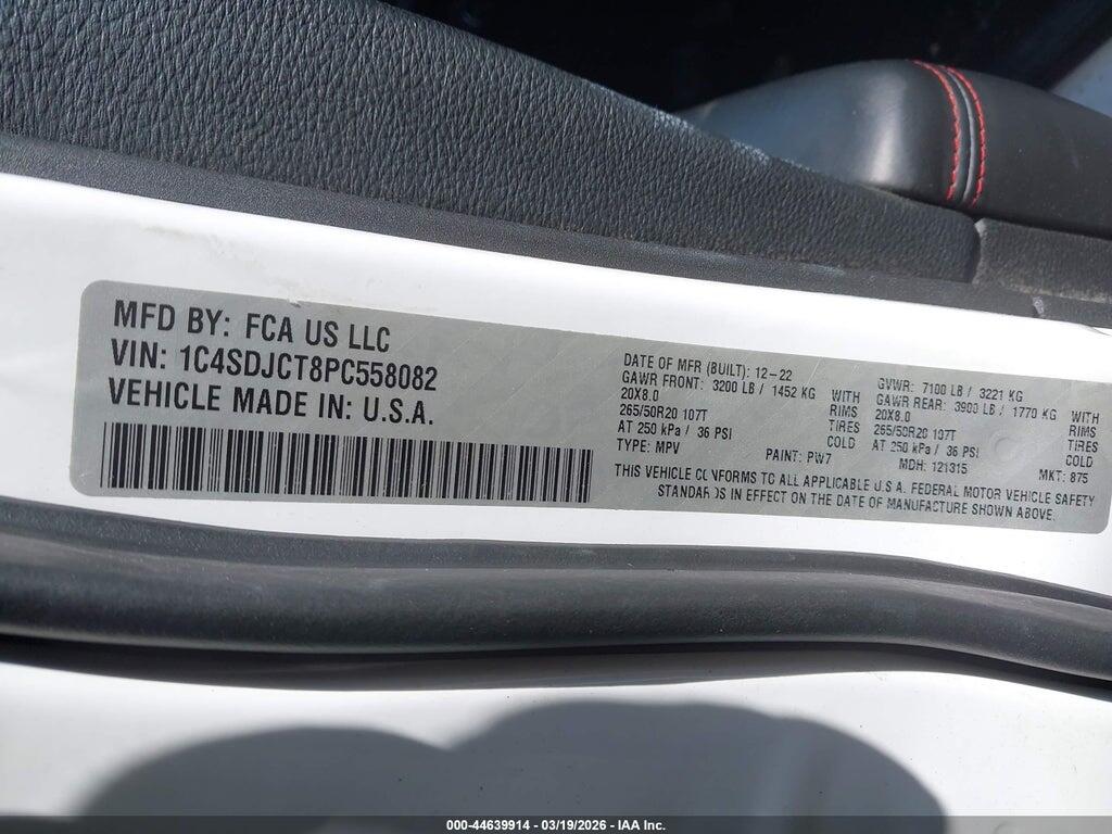 1C4SDJCT8PC558082 2023 DODGE DURANGO photo no. 9