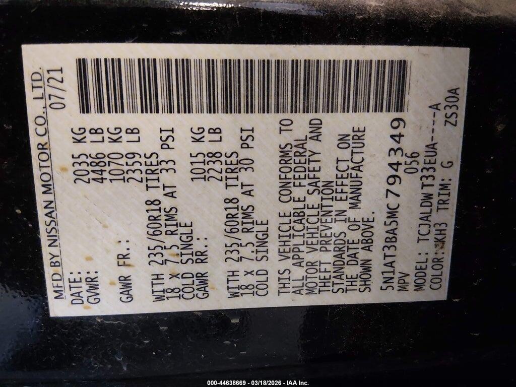 5N1AT3BA5MC794349 2021 NISSAN ROGUE photo no. 9
