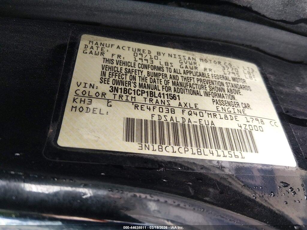 3N1BC1CP1BL411561 2011 NISSAN VERSA photo no. 9