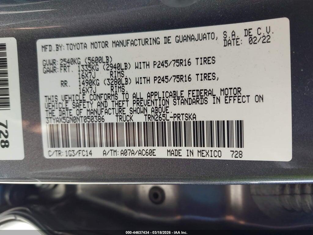3TYAX5GN0NT050386 2022 TOYOTA TACOMA photo no. 9