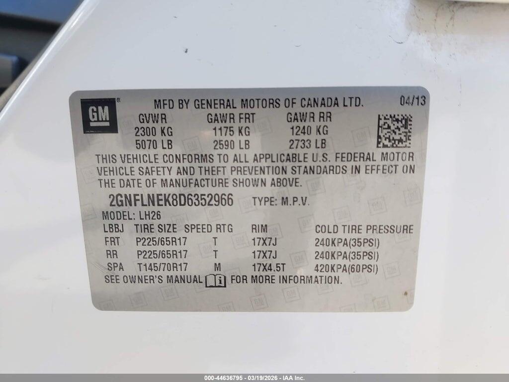 2GNFLNEK8D6352966 2013 CHEVROLET EQUINOX photo no. 9