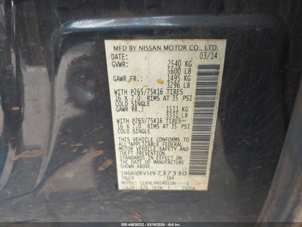 1N6AD0EV5EN737330 2014 NISSAN FRONTIER photo no. 9